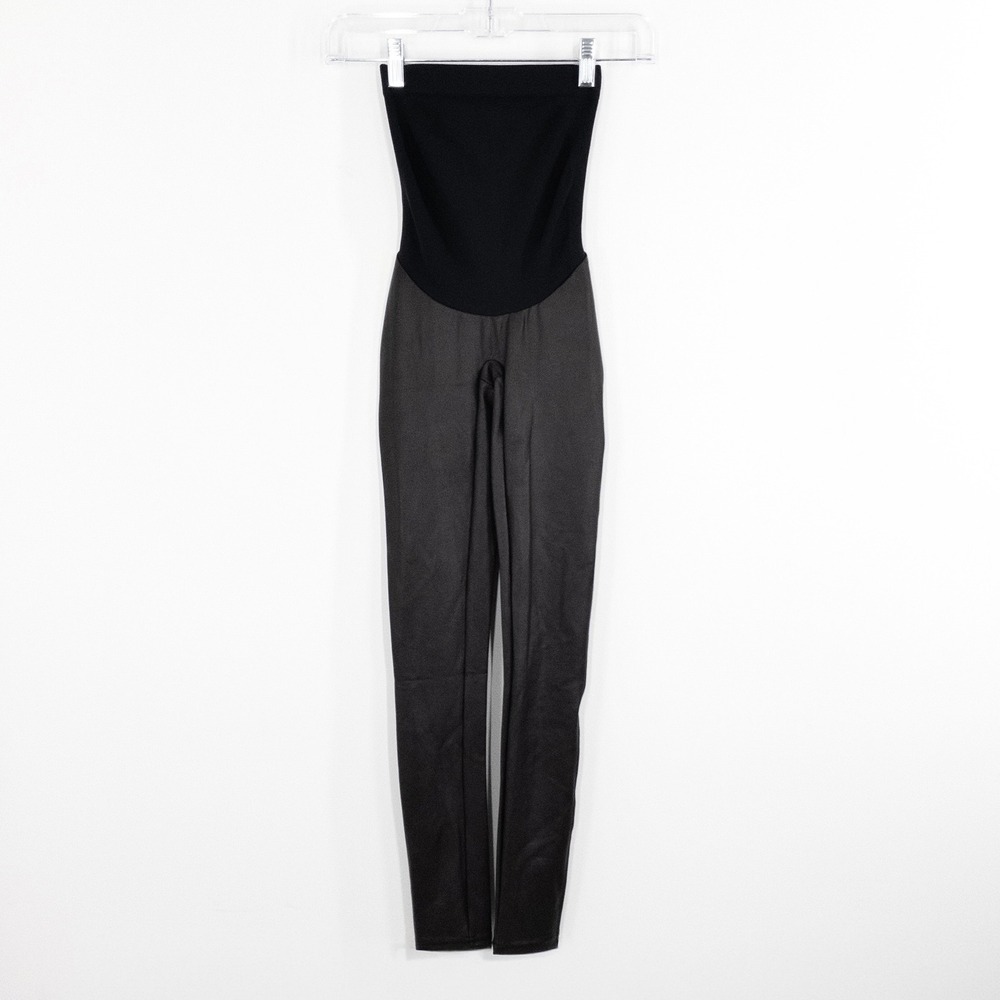 NEW SPANX‎ Mama Maternity Faux Leather Leggings XS Black Over Bump Shaping NWOT